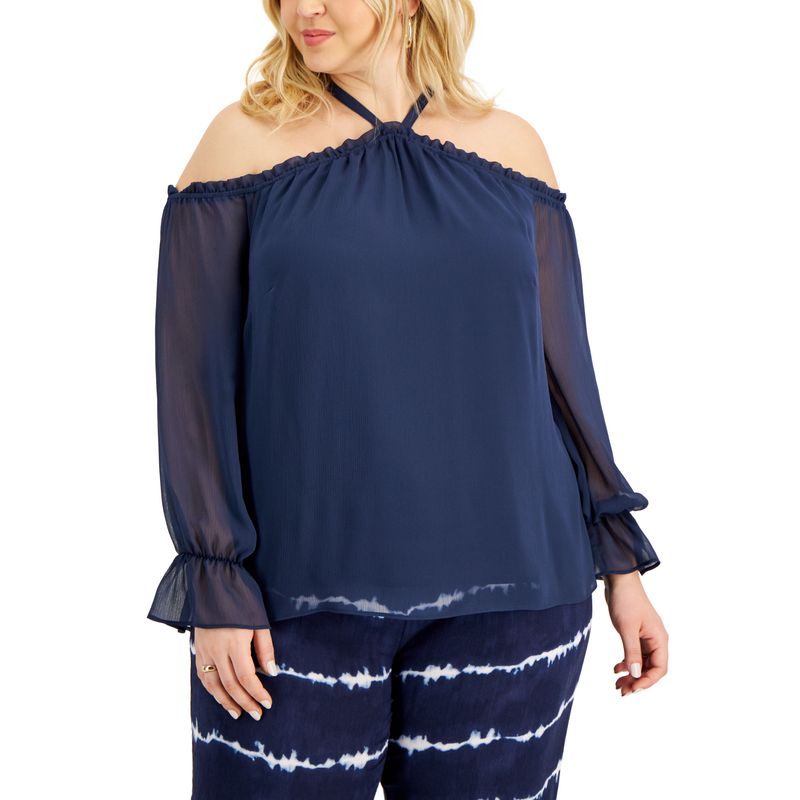 Inc International Concepts Plus Size Cold Shoulder Blouse